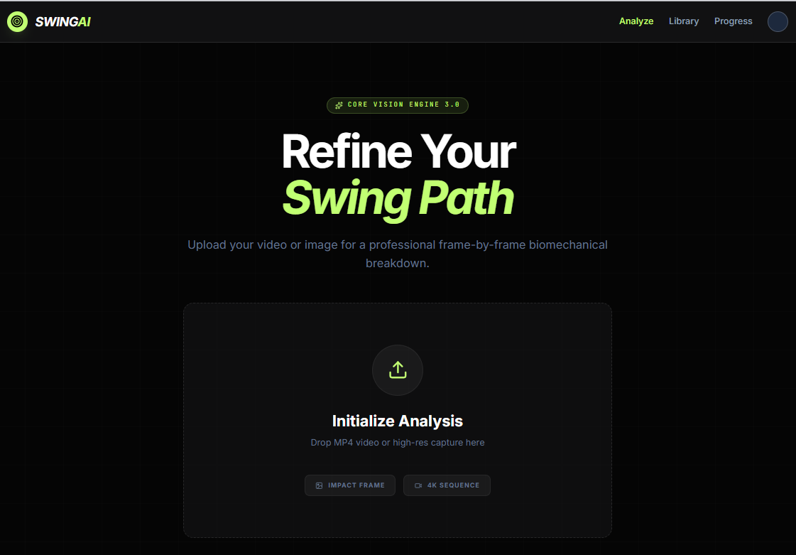 Golf swing analysis interface screenshot